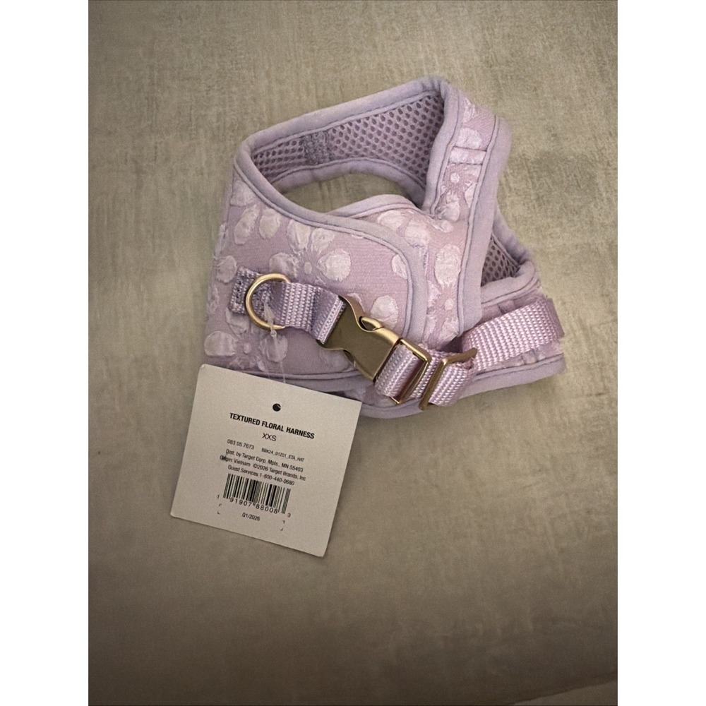 Boots & Barkley Dog Harness XXS Purple Textured Floral Adjustable Puppy Pet